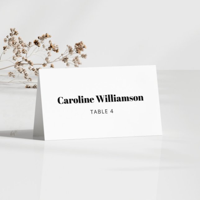 Bold White Typography Custom Table Place Card (Creator Uploaded)