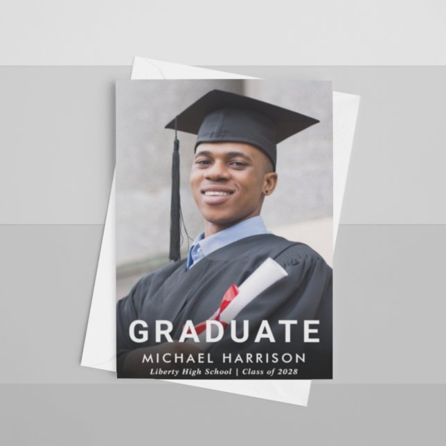 Bold White Typography Photo Graduation Announcement (Creator Uploaded)