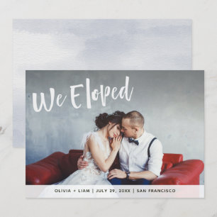 Bold White Writing   We Eloped Photo Announcement