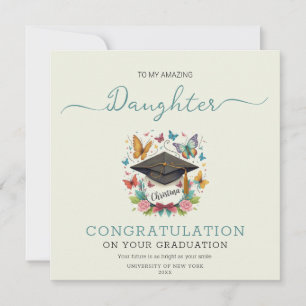 Bold Wildflower Blooming Cap Daughter Graduation  Card