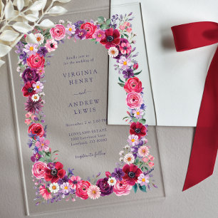Bold Wildflower Wedding Acrylic Invitations