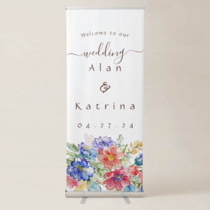 Bold Wildflower Wedding Welcome Sign Banner