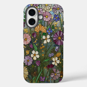 Bold Wildflowers Stained Glass Effect iPhone 16 Case