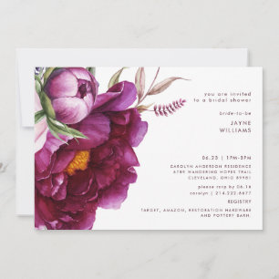 Bold Wine Floral Modern Font Bridal Shower Invitation