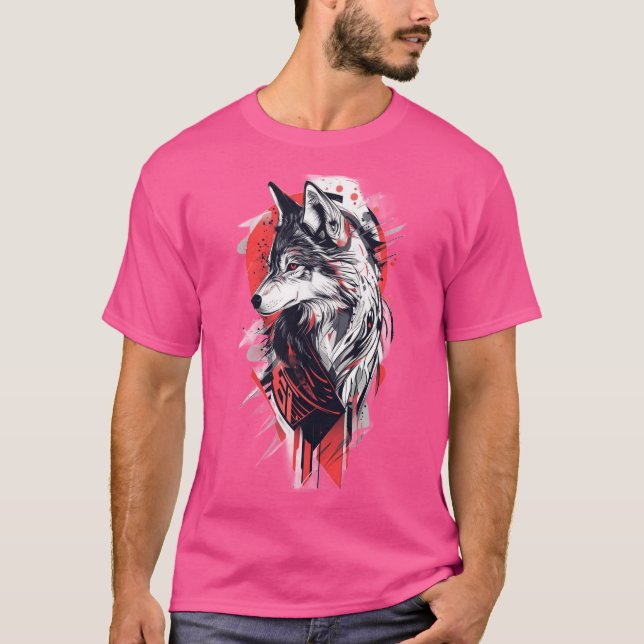 Bold Wolf Graphic Tee – Vibrant Pink (Front)
