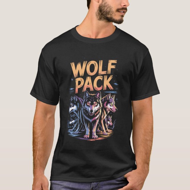 Bold Wolf Pack Howling Paw T-Shirt (Front)
