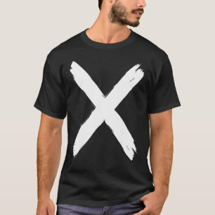 Bold X Cross Brush Stroke Design Cool X White Pain T-Shirt