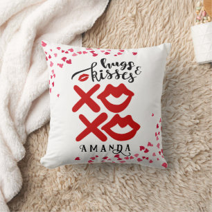 Bold XOXO Hugs & Kisses Valentines day Gift Cushion
