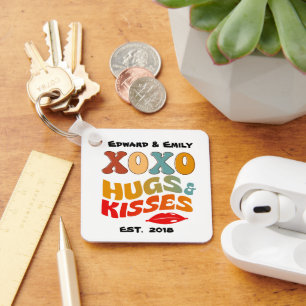 Bold XOXO Hugs & Kisses Valentines day gift Key Ring
