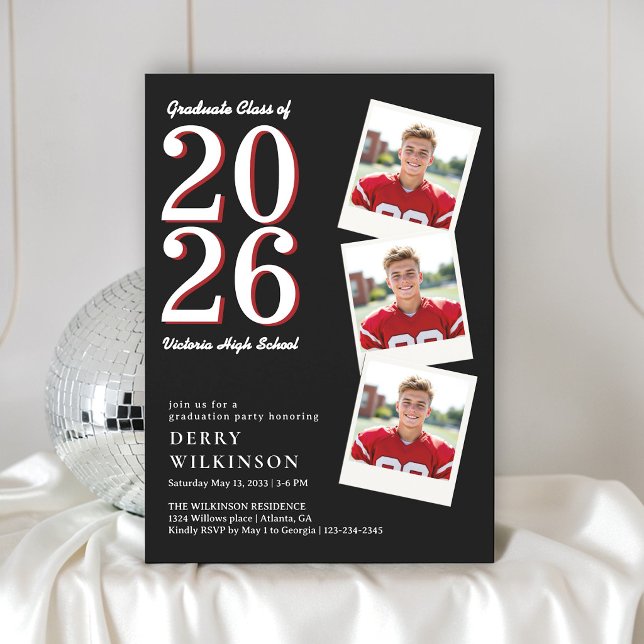 Bold Year 2026 Photo Grid Graduation Invitation (Creator Uploaded)