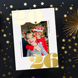 Bold Year New Year Holiday Photo Gold Foil Card