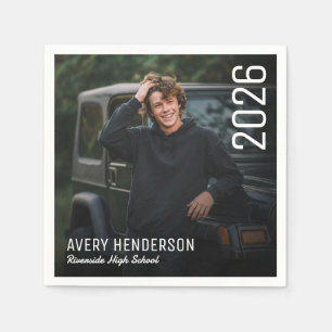 Bold Year Photo Graduation Napkin