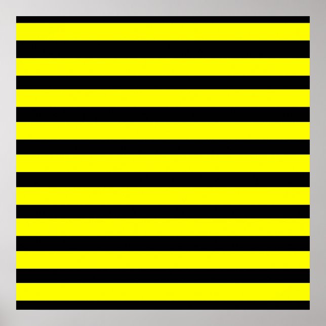 Bold Yellow and Black Bumble Bee Striped Pattern Poster (Front)