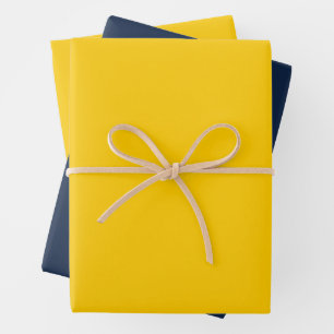 Bold Yellow and Dark Blue Wrapping Paper Sheet