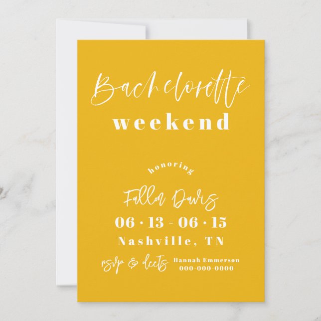 Bold Yellow and Hot Pink Bachelorette Invitation (Front)