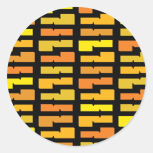 Bold Yellow and Orange Electric City Cool Pattern Classic Round Sticker