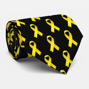 Bold Yellow Awareness Ribbon Pattern Tie