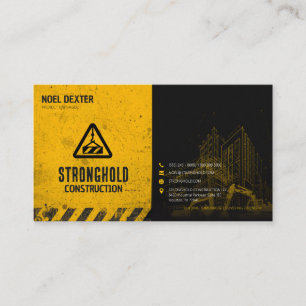 Bold Yellow Black Construction Business Card