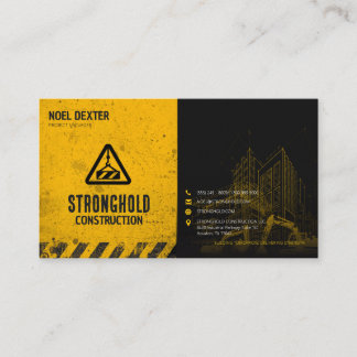 Bold Yellow Black Construction Business Card
