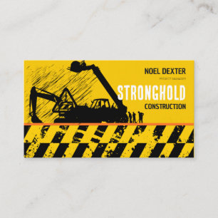 Bold Yellow Black Construction Business Card