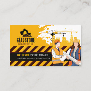 Bold Yellow Black Construction Business Card
