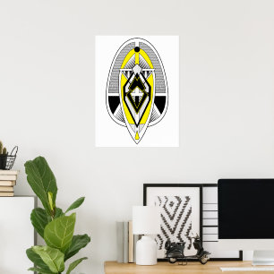 Bold Yellow & Black Geometric Art Deco Design Poster