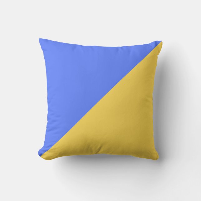Bold Yellow Blue Graphic Solid Colour Cushion (Front)