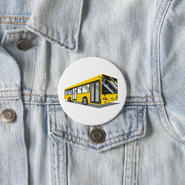 Bold Yellow City Bus Public Transport  7.5 Cm Round Badge (Creator Uploaded)