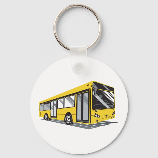 Bold Yellow City Bus Public Transport  Key Ring (Front)