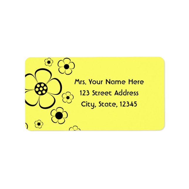 Bold Yellow Flowers Address Lables Label (Front)