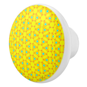 Bold Yellow Geometrical Design Ceramic Knob