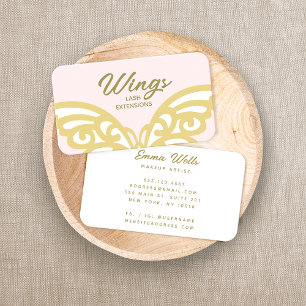 Bold Yellow Gold Butterfly Pink Modern Beauty Business Card