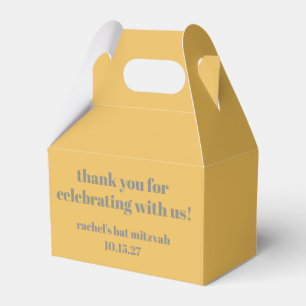Bold Yellow Gray Custom Cute Bat Mitzvah Thank You Favour Box