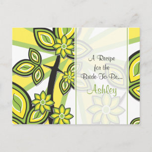 Bold Yellow Green Floral Recipe Card for the Bride