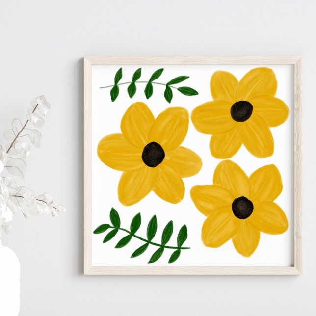 Bold Yellow Modern Flower Graphic Painting Poster (Creator Uploaded)