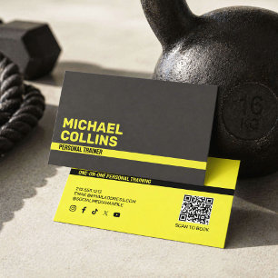 Bold Yellow Personal Trainer Minimal Business Card