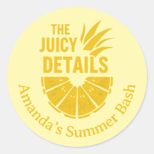 Bold Yellow Pineapple Custom Phrase Party Classic Round Sticker