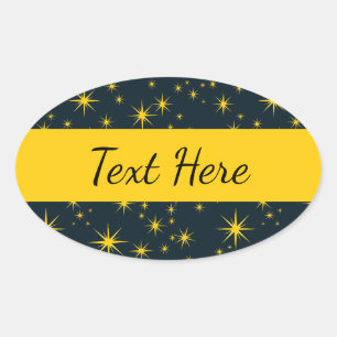 Bold Yellow Stars with Blue Background pattern Oval Sticker