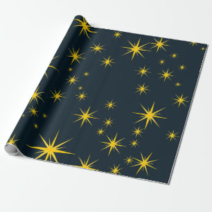 Bold Yellow Stars with Blue Background pattern Wrapping Paper
