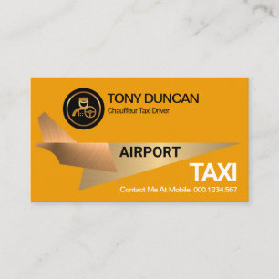 Bold Yellow Stunning Gold Jet Airport Taxi Driver Business Card
