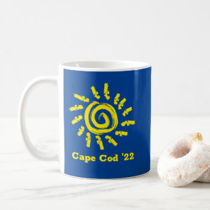 Bold Yellow Sun on Blue Custom Souvenir Mug