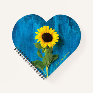 Bold Yellow Sunflower on Blue Notebook