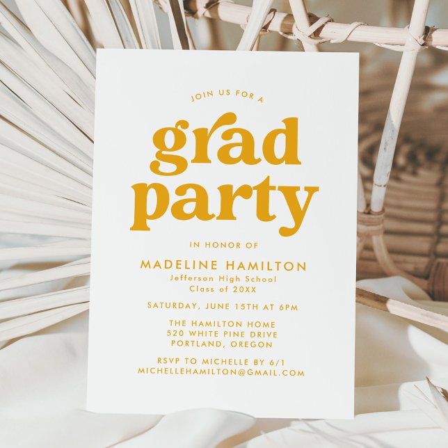 Bold Yellow Typography Graduation Party Invitation (Creator Uploaded)