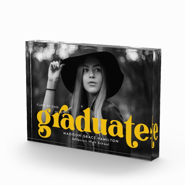 Bold Yellow Typography Graduation Photo Block (Right)