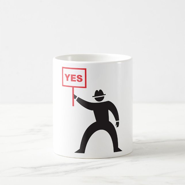 Bold Yes Sign Minimalist Stick Figure Protest  Coffee Mug (Creator Uploaded)