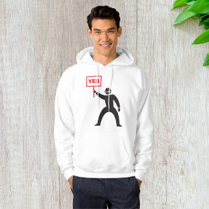 Bold Yes Sign Minimalist Stick Figure Protest  Hoodie