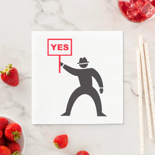 Bold Yes Sign Minimalist Stick Figure Protest Napkin