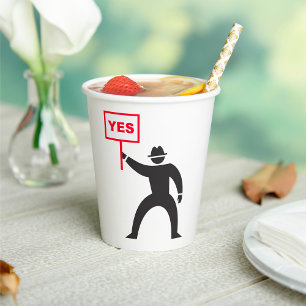 Bold Yes Sign Minimalist Stick Figure Protest  Paper Cups