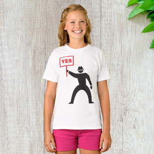 Bold Yes Sign Minimalist Stick Figure Protest T-Shirt