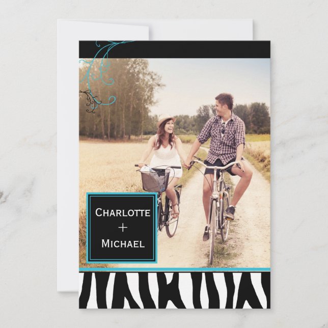 Bold Zebra Pattern Wedding Photo Save the Date (Front)